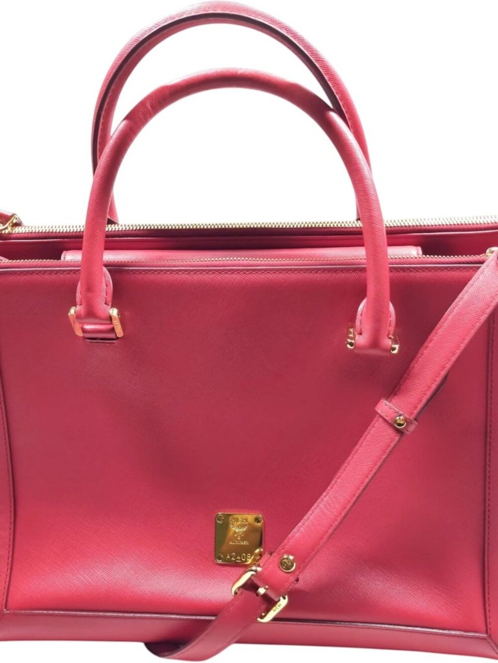 (L3) MCM Crossbody Bag Red Leather